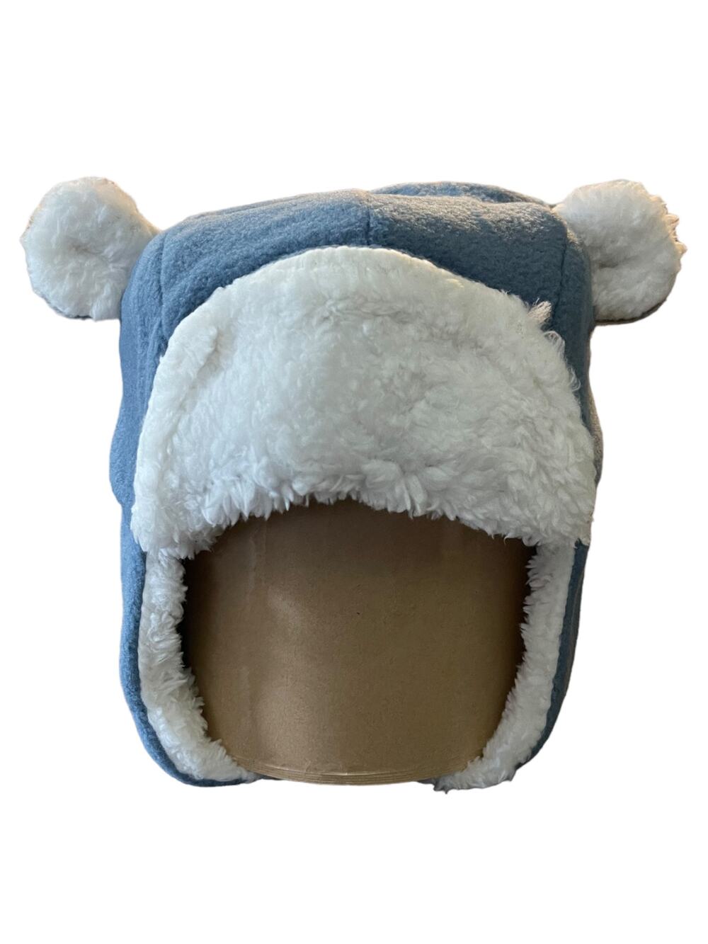 Blue White Boys Fleece Trapper Hat Size Medium 1-2T